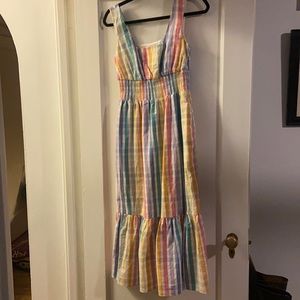 J Crew rainbow maxi dress with pockets - no tags but never worn!